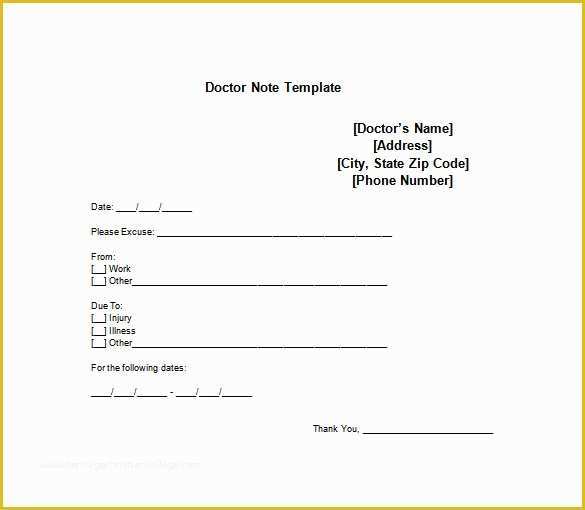 Free Dr Excuse Template Of Doctor Note Templates for Work 6 Free Sample Example