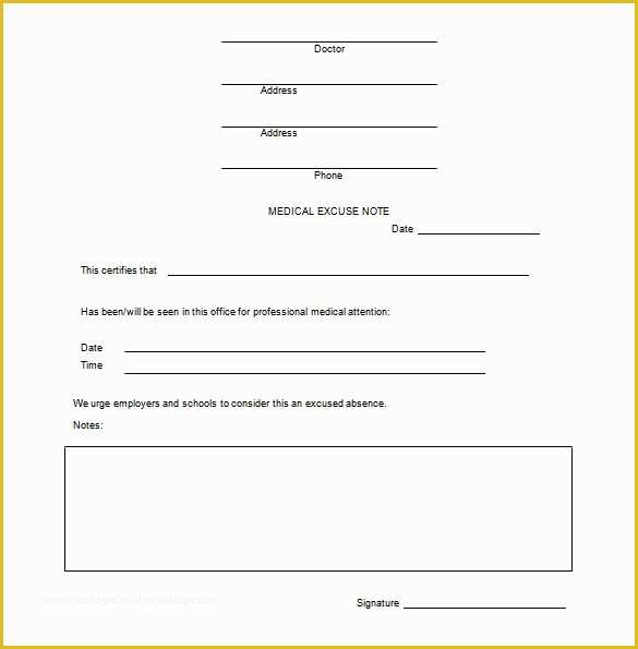 Free Dr Excuse Template Of Doctor Note Templates for Work 6 Free Sample Example