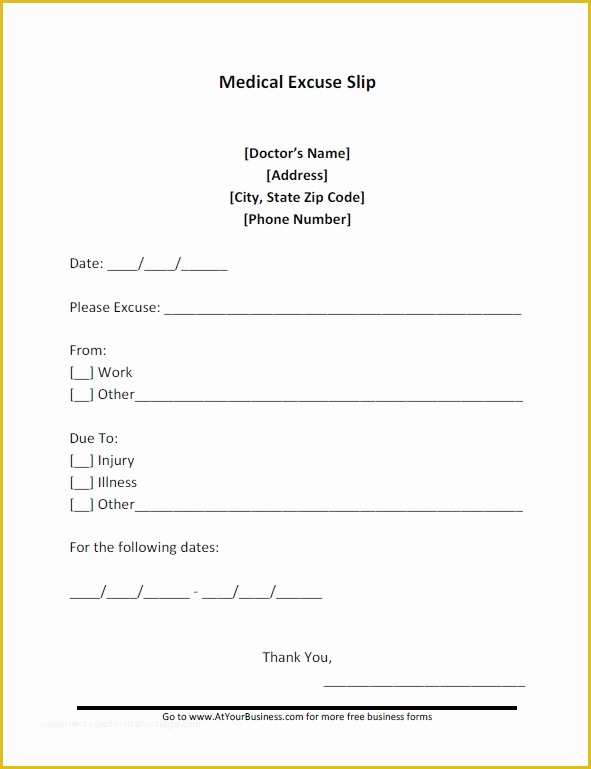 Free Dr Excuse Template Of Free Doctor Note form Tempalte