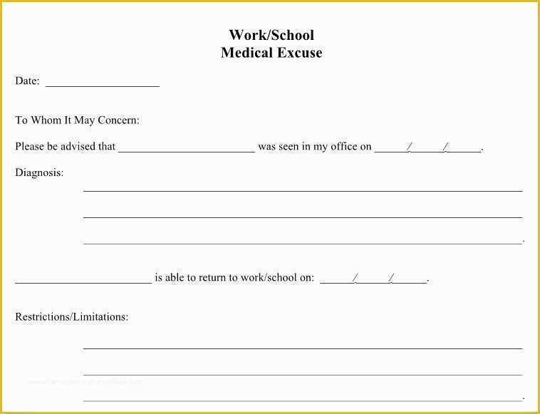 Free Dr Excuse Template Of Free Printable Doctors Note For Work 