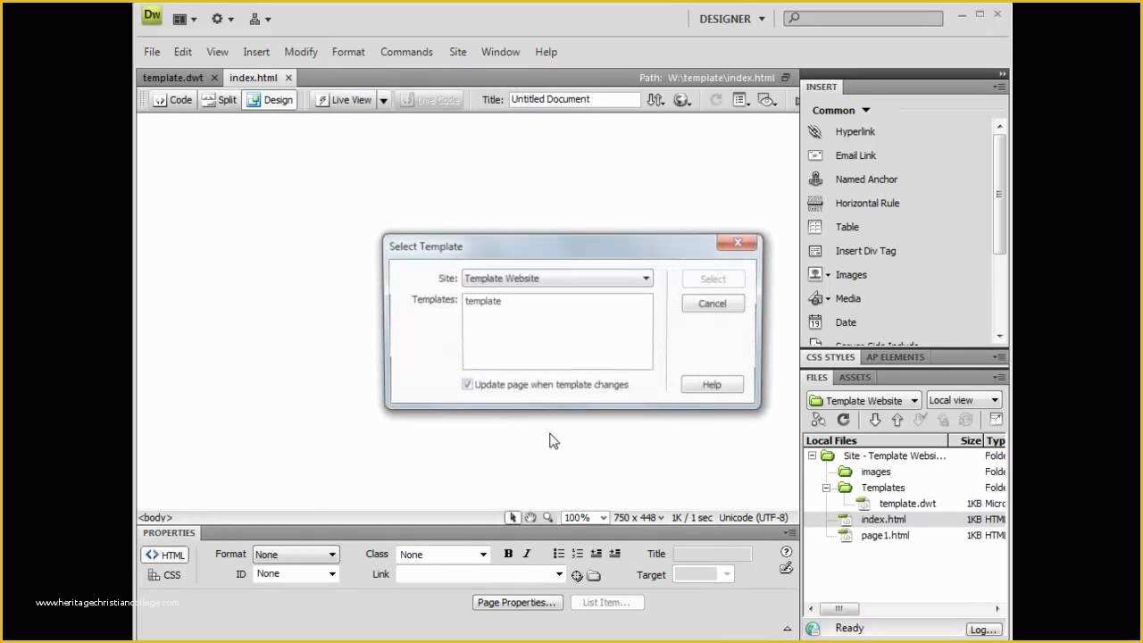 Free Dreamweaver Templates Of Adobe Dreamweaver Templates 3 Apply Your Template