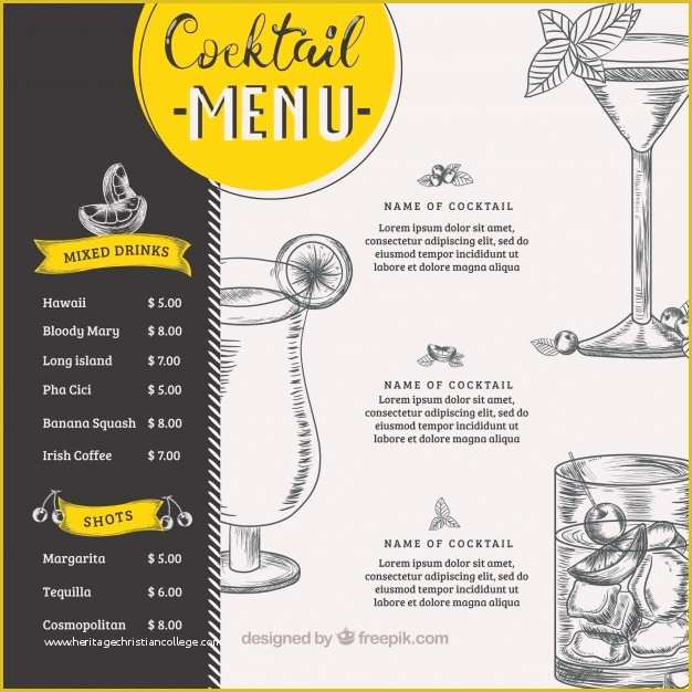 Free Drink Menu Template Download Of Cocktail Menu Vectors S and Psd Files