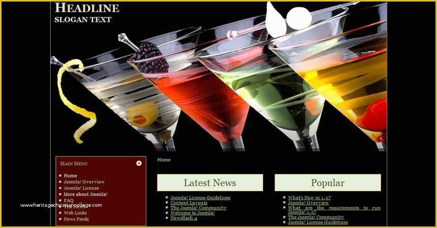 Free Drink Menu Template Download Of Free Joomla Cocktail Template Free Joomla Templates