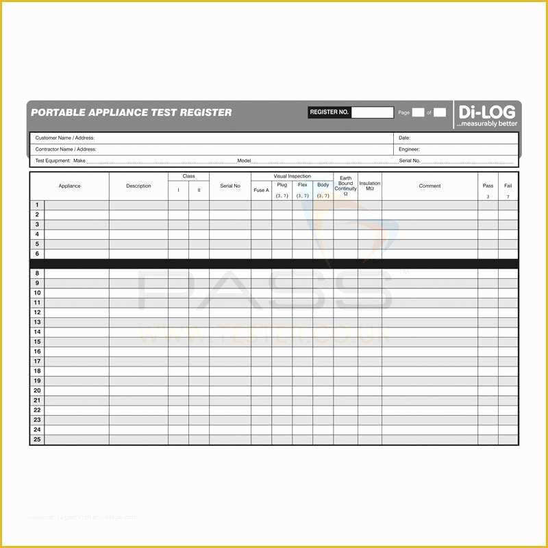 Free Drone Logbook Template Of Dilog Dlc107 Pat Testing Log Book