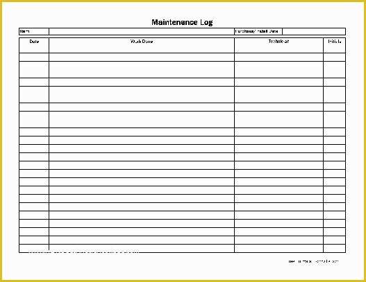 Free Drone Logbook Template Of Free Easy Copy Basic Maintenance Log Wide From formville