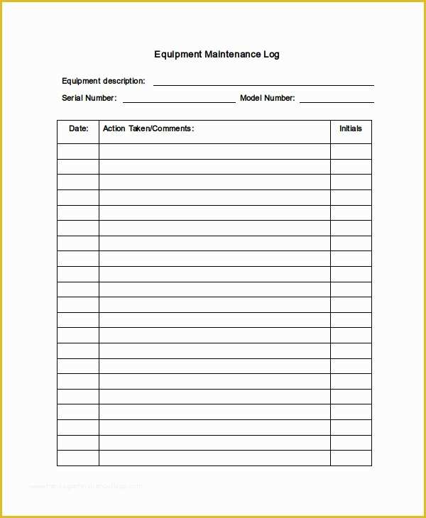 Free Drone Logbook Template Of Maintenance Log Sheet