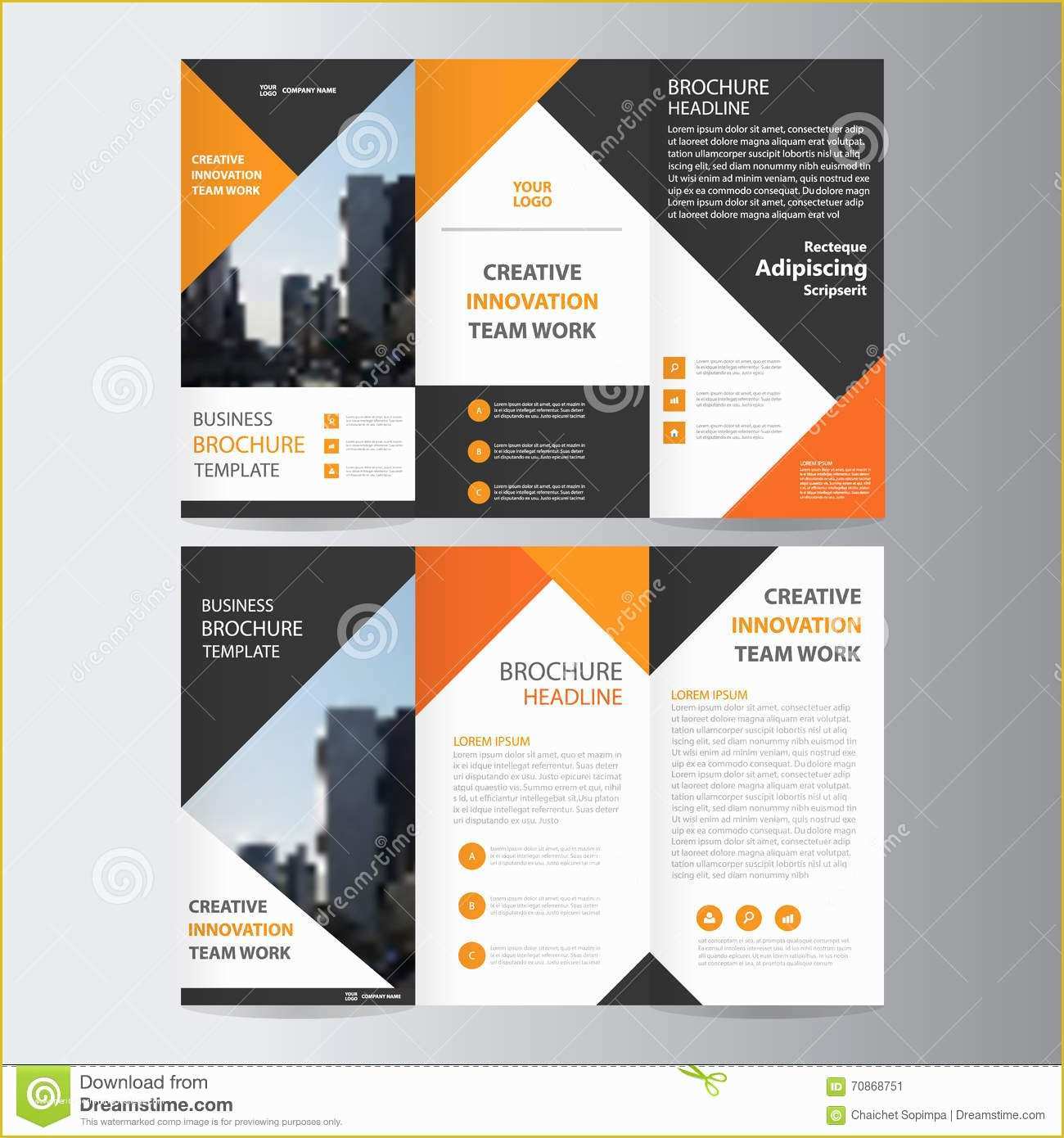 Free E Brochure Design Templates Of Abstract orange Black Triangle Trifold Leaflet Brochure