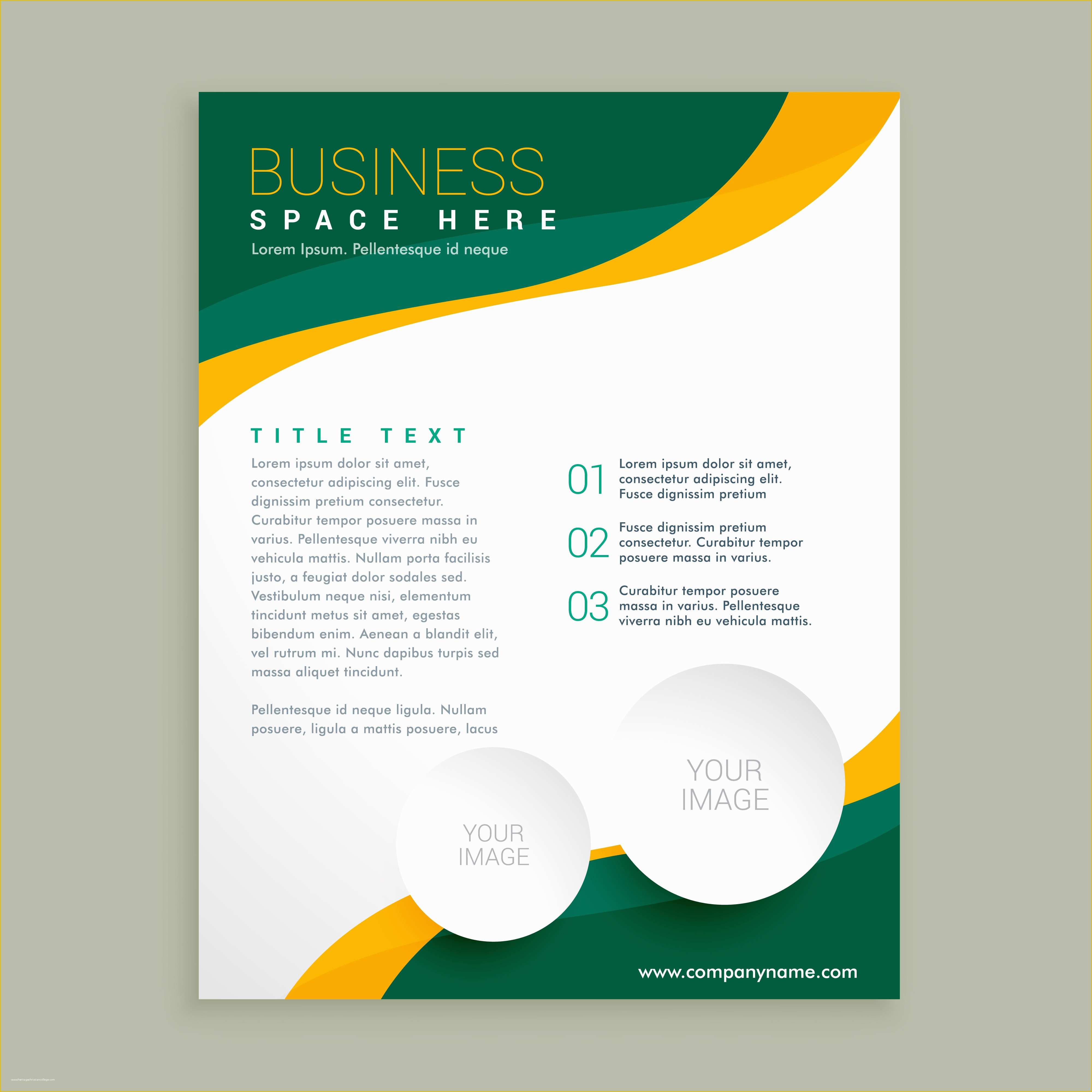 Free E Brochure Design Templates Of Green and Yellow Wavy Shape Business Brochure Flyer Layout