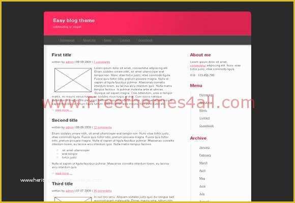 Free Easy Website Templates Of Free Easy Blog theme Black Pink Website Template