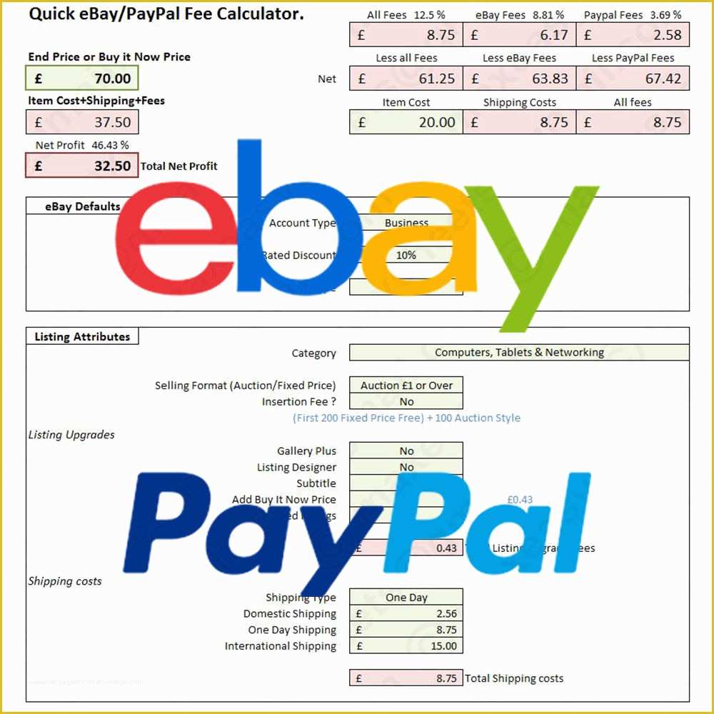 Free Ebay Listing Templates 2017 Of Ebay Paypal Fees Profit Calculator Simple Excel