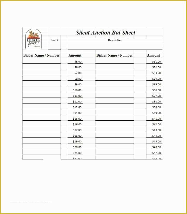 Free Ebay Listing Templates 2017 Of Free Silent Auction Bid Sheet Templates Word Excel