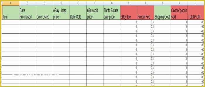 Free Ebay Sales Templates Of Ebay Inventory Spreadsheet by Karen Locker – that Kat Simpson