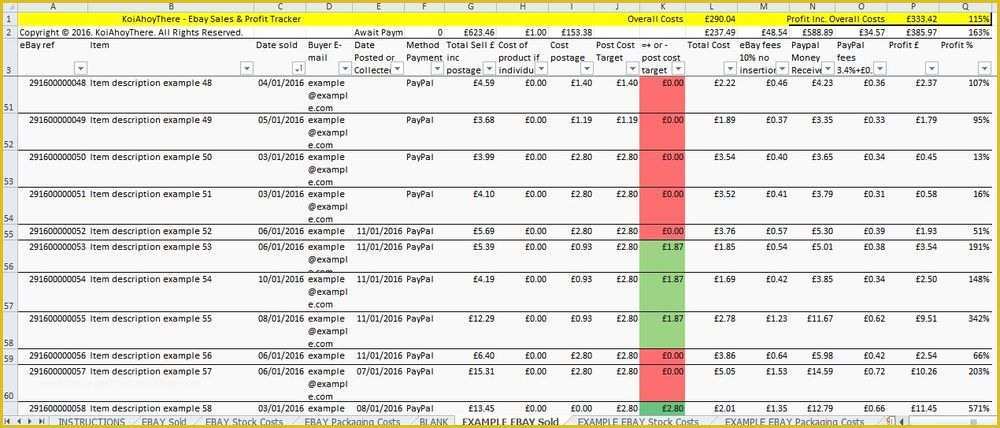 Free Ebay Sales Templates Of Ebay Sales and Profits Tracking Spreadsheet Template by