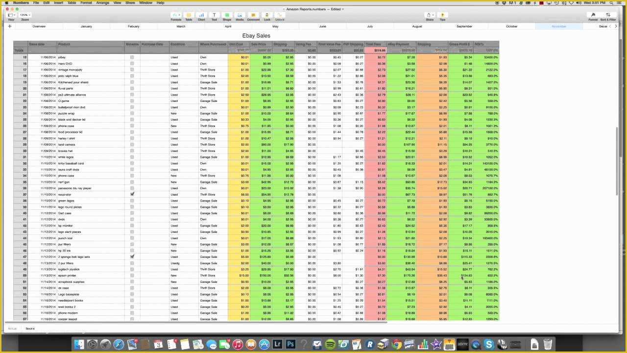 Free Ebay Sales Templates Of November Amazon Ebay Sales Tracking Spreadsheet