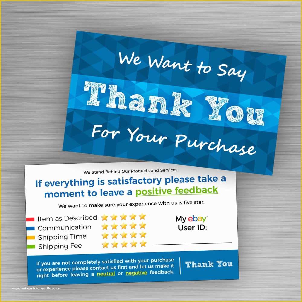 Free Ebay Templates Of 200 Ebay Seller Thank You Cards 5 Star Feedback Rating