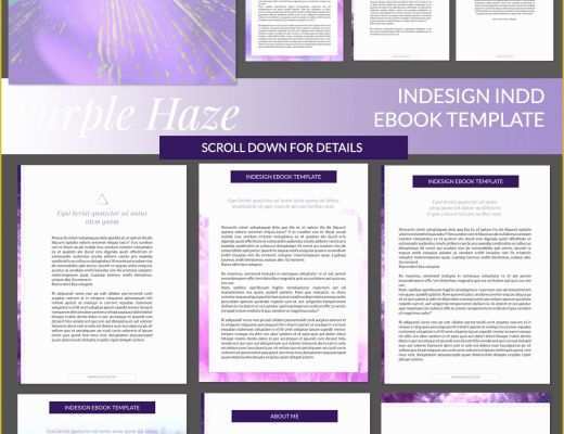 Free Ebook Templates Of Purple Haze Indesign Ebook Template Presentation