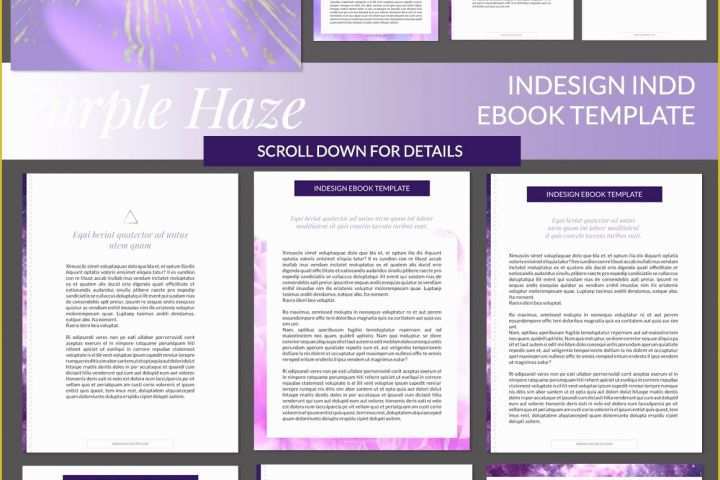 Free Ebook Templates Of Purple Haze Indesign Ebook Template Presentation