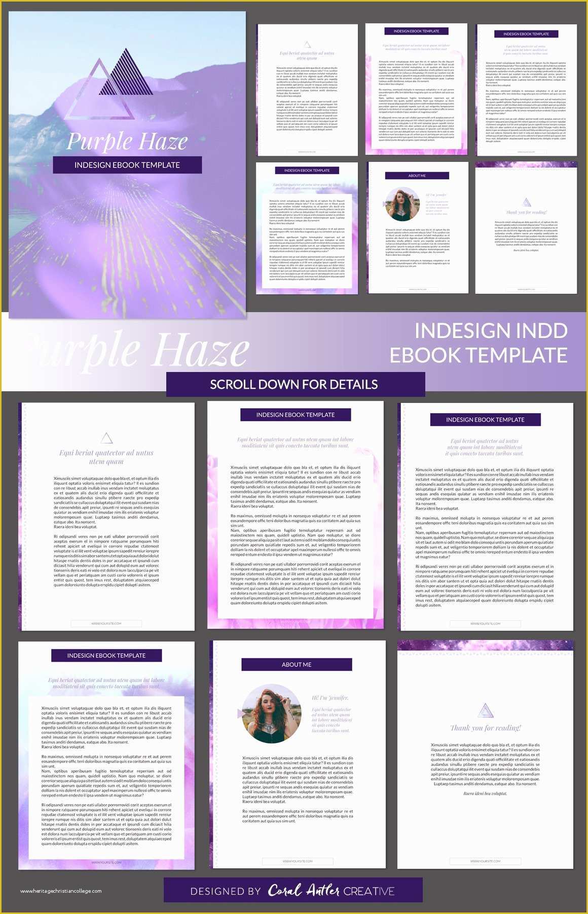 Free Ebook Templates Of Purple Haze Indesign Ebook Template Presentation