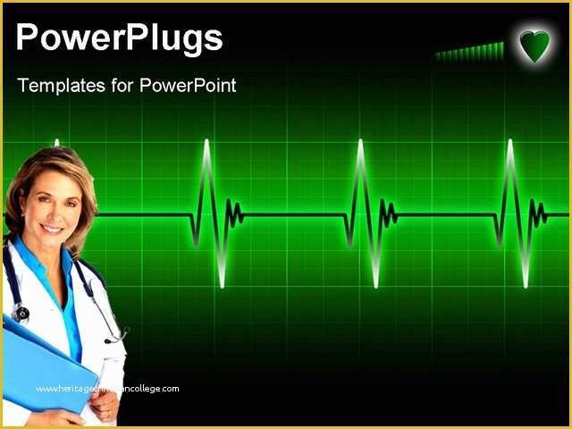 Free Ecg Powerpoint Templates Of Glowing Electrocardiogram Graph On A Dark Background