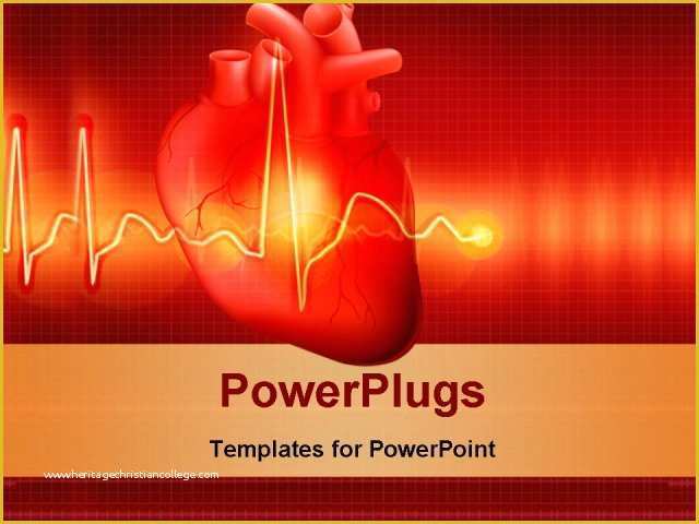 Free Ecg Powerpoint Templates Of Powerpoint Template Red Color Human Heart with Ecg Rays