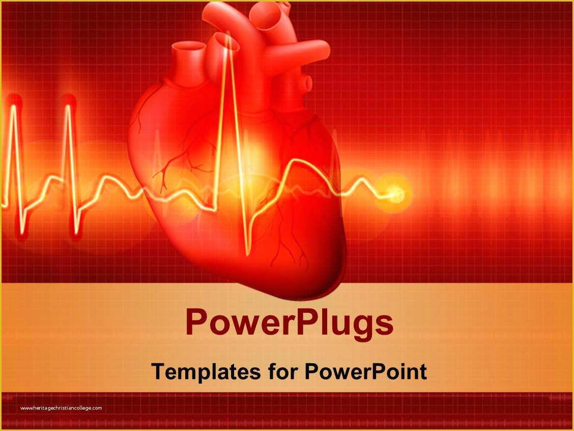 Free Ecg Powerpoint Templates Of Powerpoint Template Red Color Human Heart with Ecg Rays