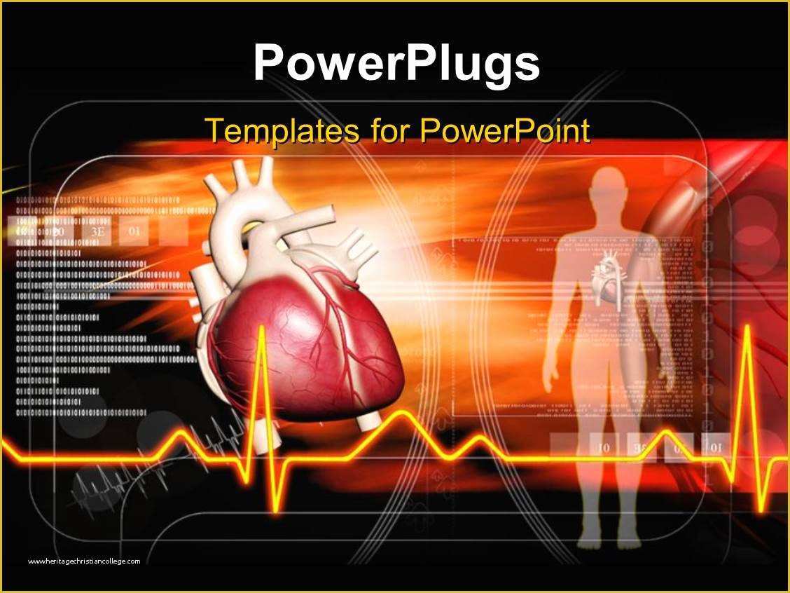 Free Ecg Powerpoint Templates Of Powerpoint Template Red Human Heart with Ecg Waves and