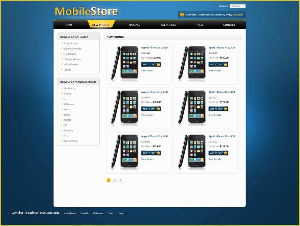 Free Ecommerce Website Templates Of Mobile Line Store Template
