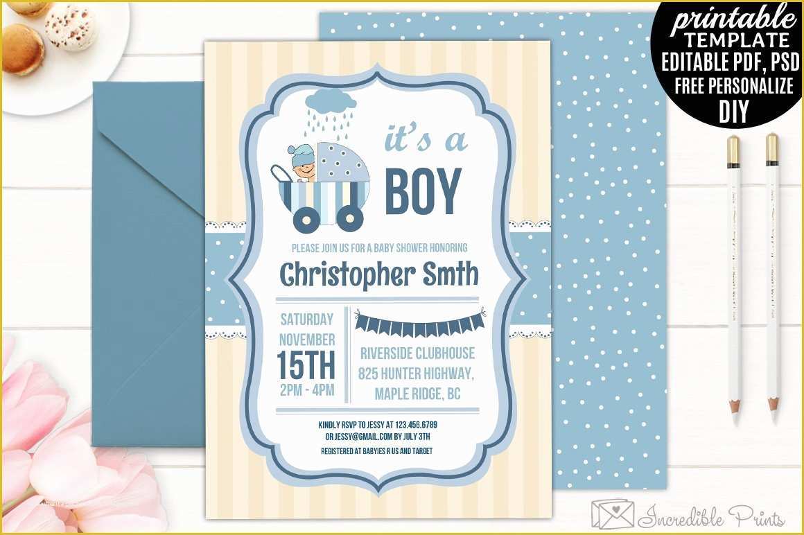 Free Editable Baby Shower Invitation Templates Of Boy Baby Shower Invitation Template Invitation Templates