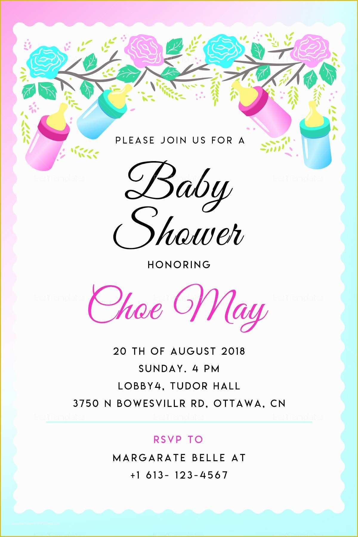 Free Editable Baby Shower Invitation Templates Of Editable Baby Shower Invitation Design Template In Psd