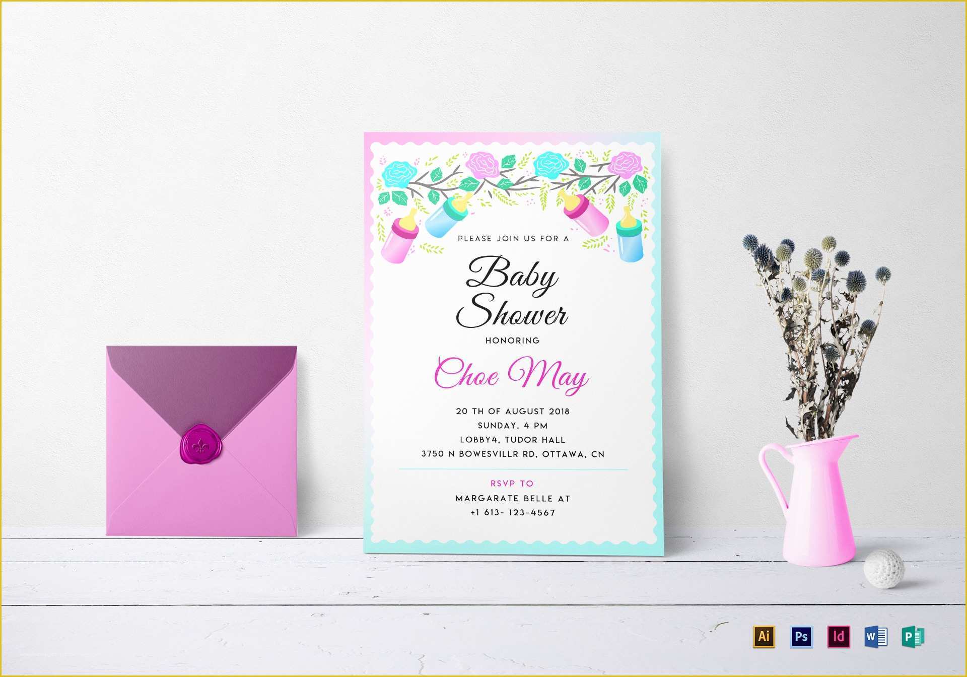 Free Editable Baby Shower Invitation Templates Of Editable Baby Shower Invitation Design Template In Psd