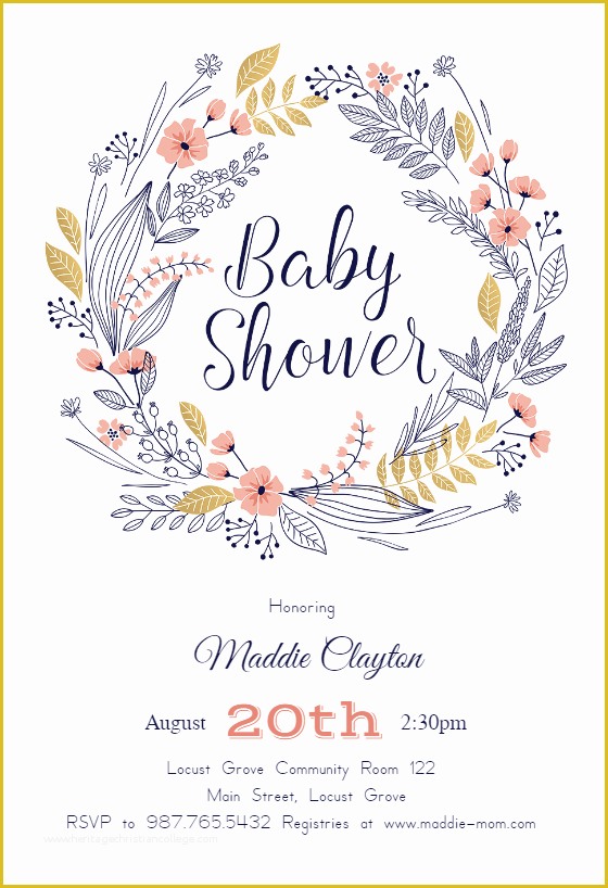 Free Editable Baby Shower Invitation Templates Of Friendship Wreath Baby Shower Invitation Template Free