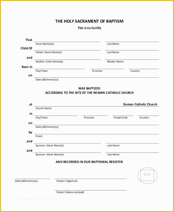 Free Editable Baptism Certificate Template Of 18 Sample Baptism Certificate Templates Free Sample