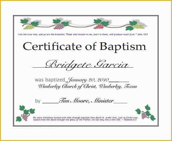 Free Editable Baptism Certificate Template Of 20 Baptism Certificates