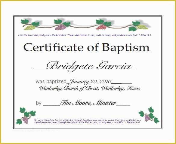 Free Editable Baptism Certificate Template Of 20 Baptism Certificates