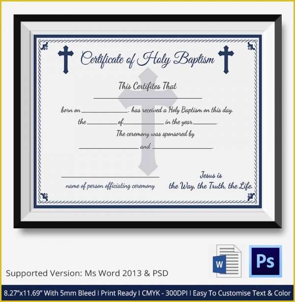 Free Editable Baptism Certificate Template Of 20 Baptism Certificates