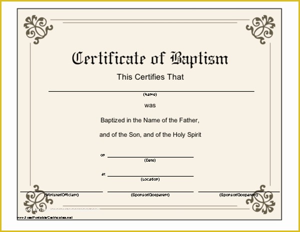 Free Editable Baptism Certificate Template Of 20 Church Certificate Templates Free Printable Sample Designs