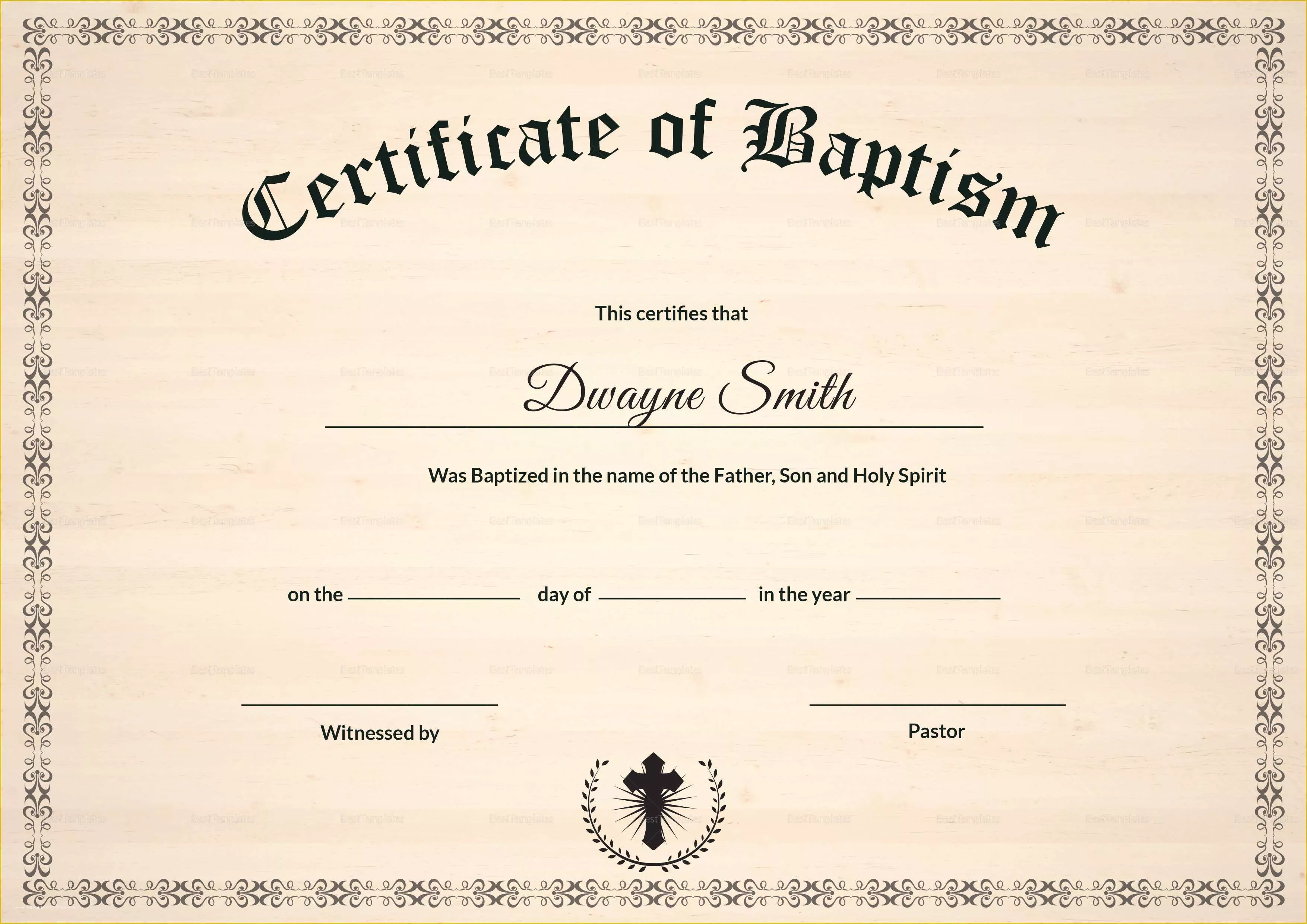 Free Editable Baptism Certificate Template Of 30 Baptism Certificate