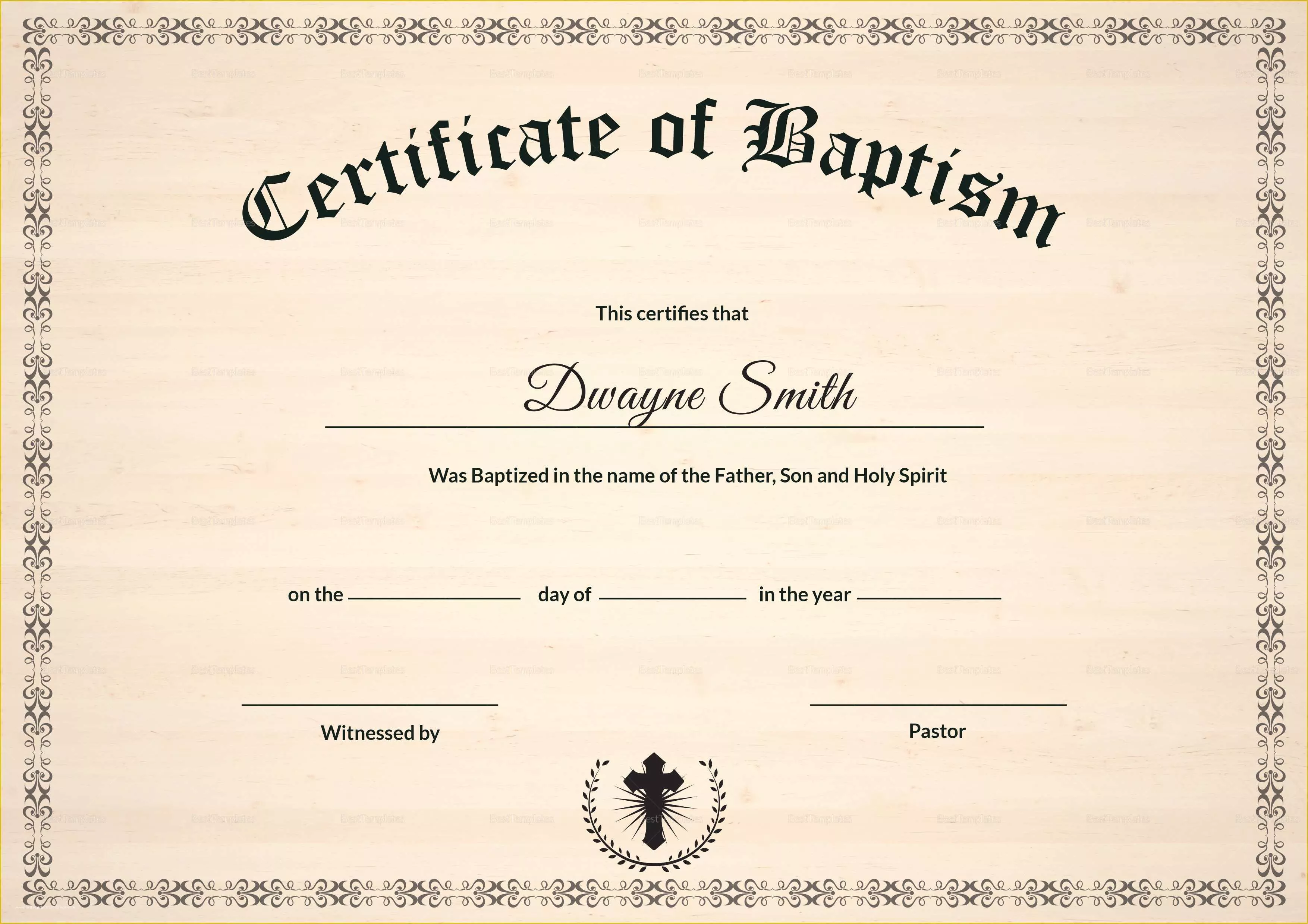 Free Printable Certificate Of Baptism Customize and Print