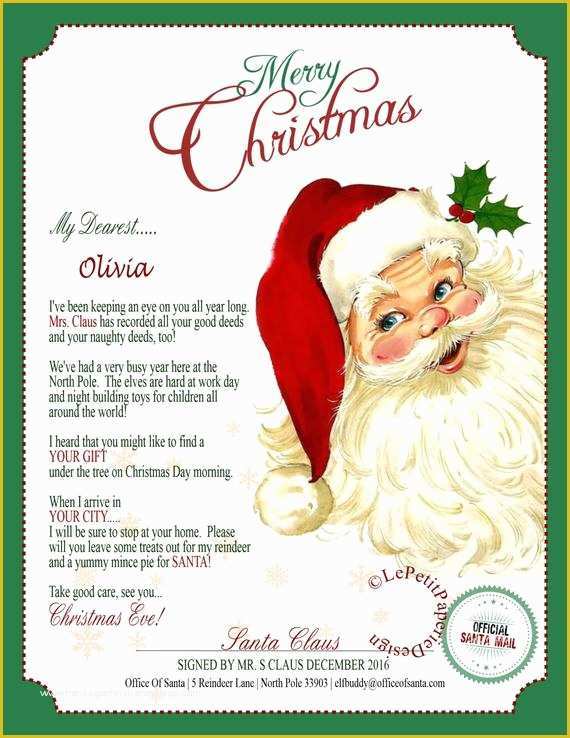 Free Editable Christmas Newsletter Templates Of Letter From Santa Claus Editable Printable Father Christmas