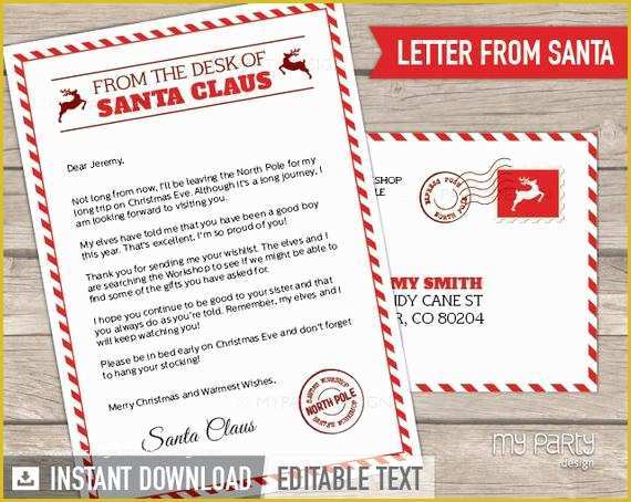 Free Editable Christmas Newsletter Templates Of Letter From Santa Kit with Envelope Template Red