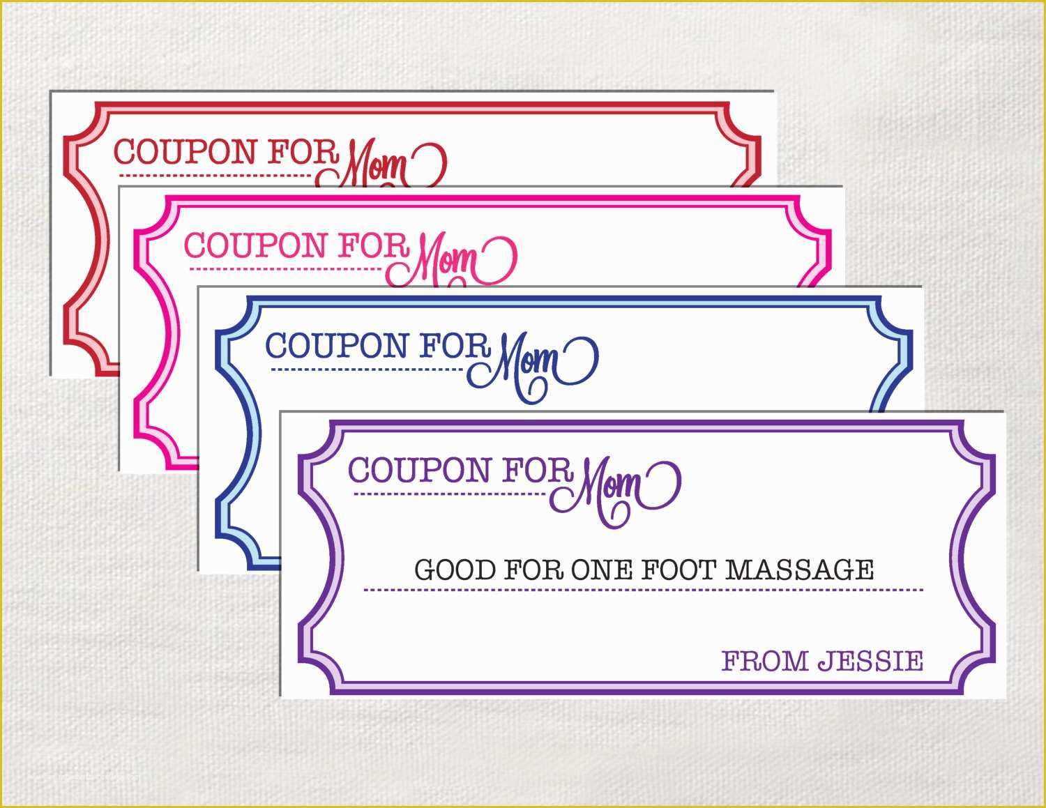 Free Editable Coupon Template Of Coupons for Mom Instant Download Editable by Laurevansdesign