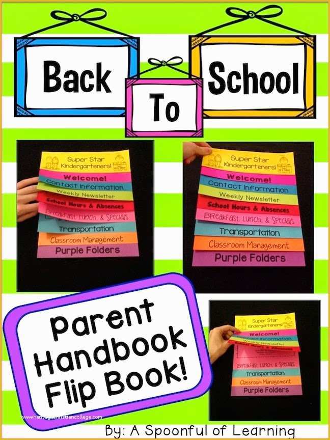 Free Editable Flip Book Template Of A Spoonful Of Learning Back to School Parent Handbook