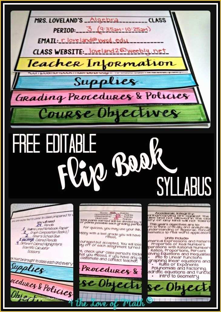 Free Editable Flip Book Template Of Easy to Use Editable Flip Book Syllabus Free