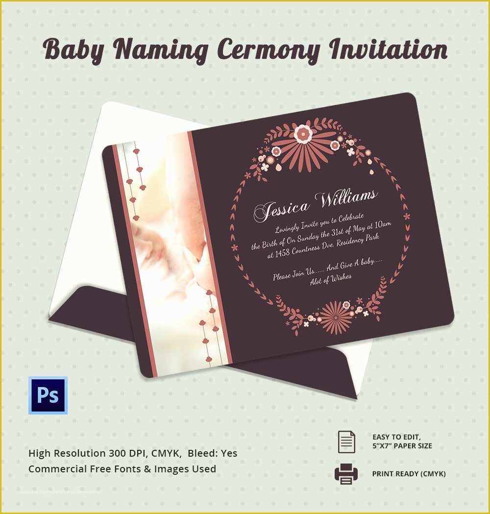 Free Editable Invitation Templates Of 37 Naming Ceremony Invitations – Free Psd Pdf format