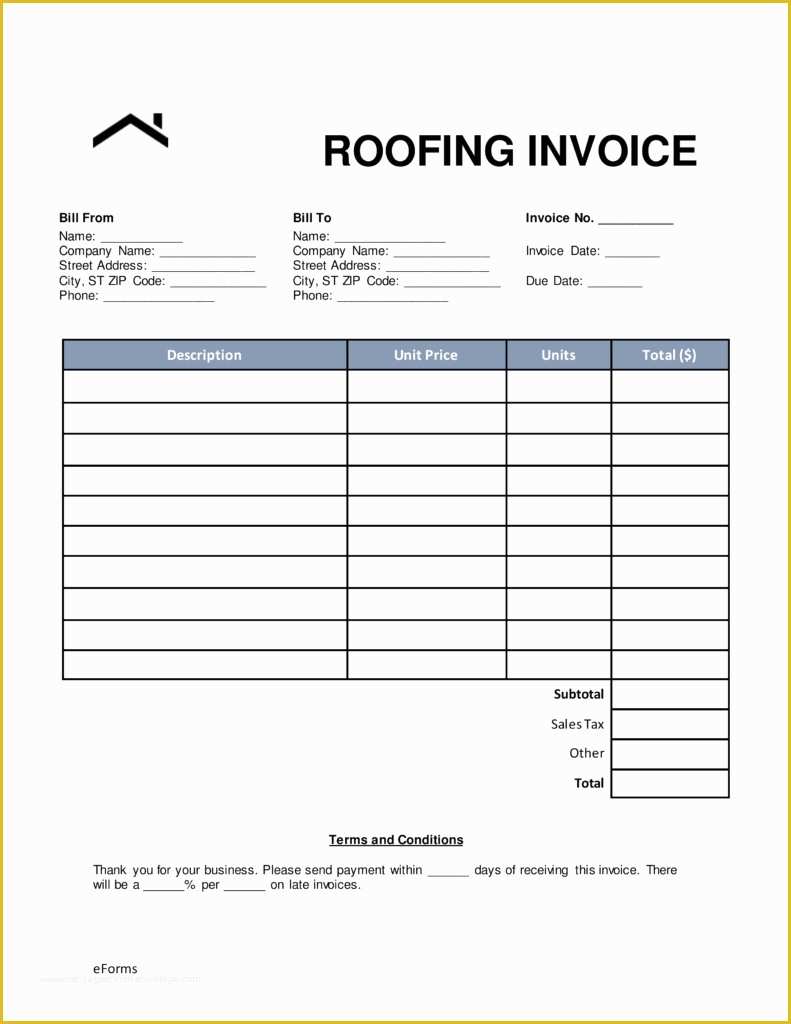 Free Editable Invoice Template Pdf Of Free Roofing Invoice Template Word Pdf