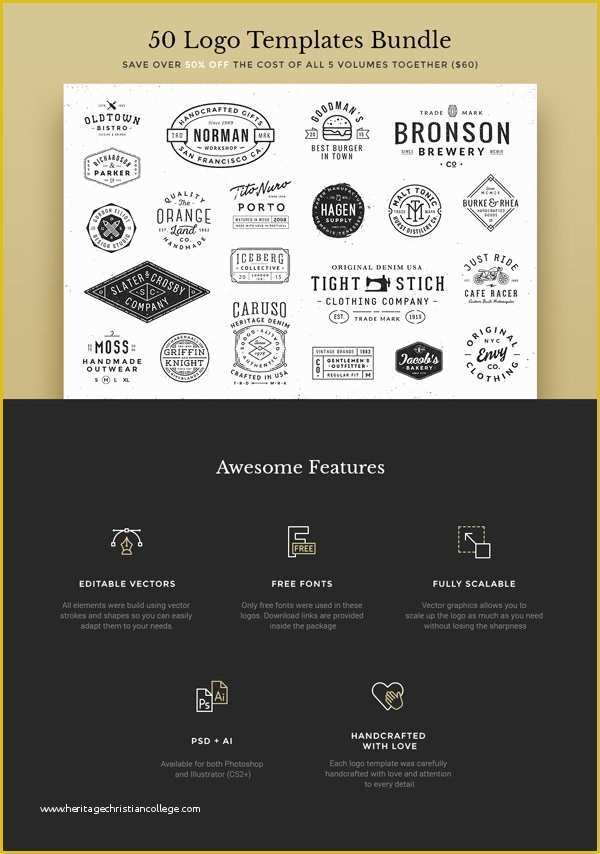 Free Editable Logo Templates Of 50 Vintage Logo Templates Bundle