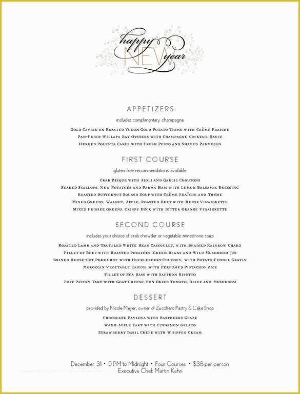 Free Editable Menu Template Of 9 New Year Menu Templates Psd Eps Illustrator Pdf
