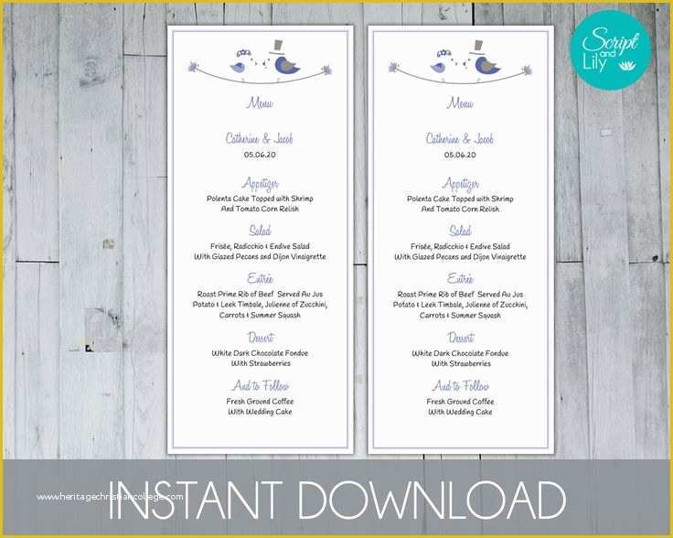 Free Editable Menu Template Of Cornflower Tea Length Menu Template