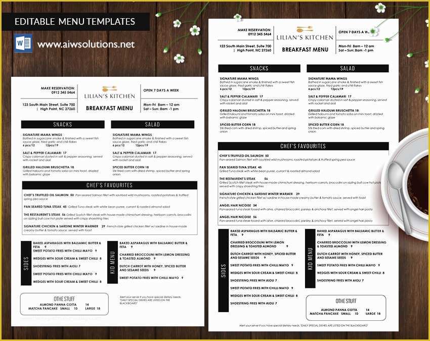 Free Editable Menu Template Of Design & Templates Menu Templates Wedding Menu Food