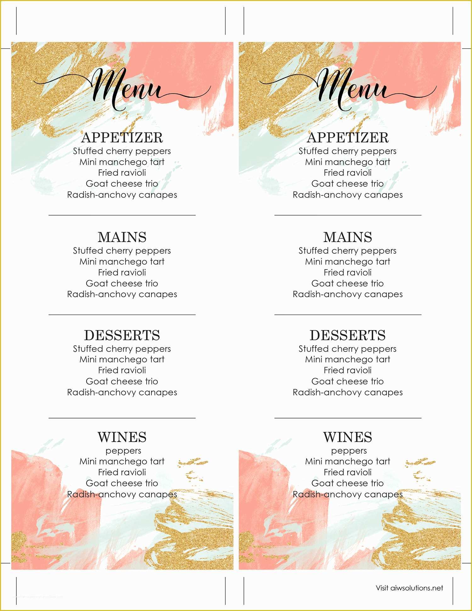 Free Editable Menu Template Of Design & Templates Menu Templates Wedding Menu Food